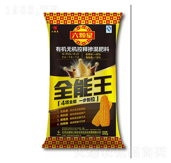 有機(jī)無機(jī)控釋長(zhǎng)效摻混肥24-10-12-六顆星-云天化