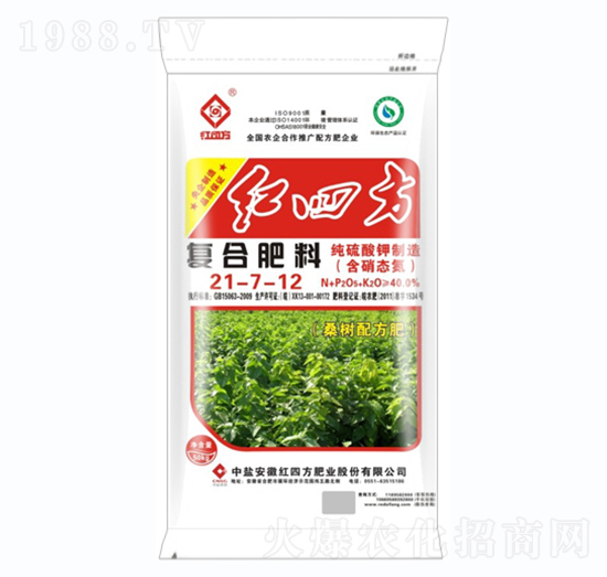 桑樹適用純硫酸鉀雙硫基含硝態(tài)氮復(fù)合肥料21-7-12-紅四方