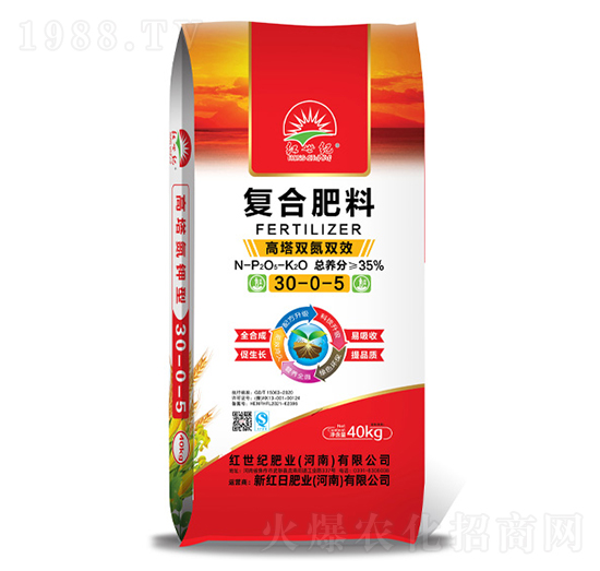40kg高塔雙氮雙效復(fù)合肥料30-0-5-紅世紀(jì)